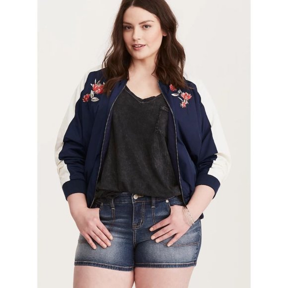 torrid jacket women’s 3 embroidered satin long sleeves full zip bomber floral - Picture 1 of 13